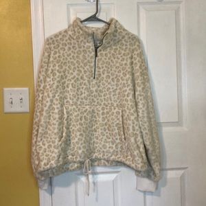 White Leopard Old Navy Half Zip sweatshirt